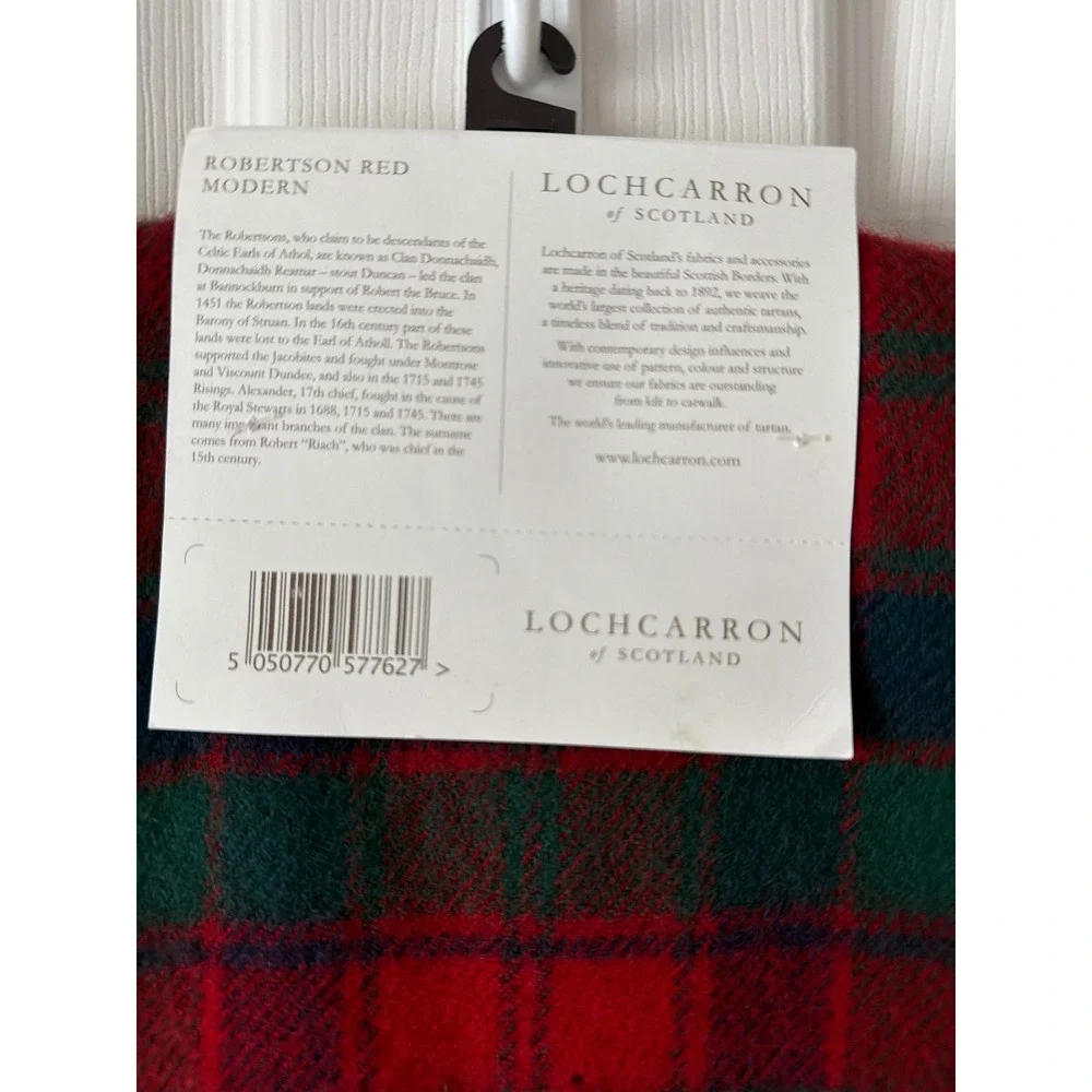 Lochcarron Scarf Unisex OS Robertson Red Modern Tartan Lambswool Plaid Scotland